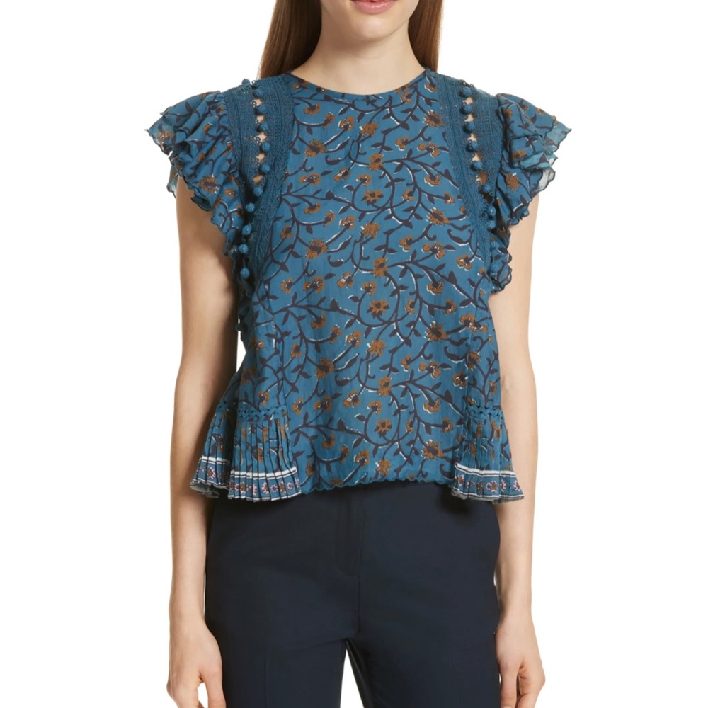 Sea New York Khloe Pompom Trim Top